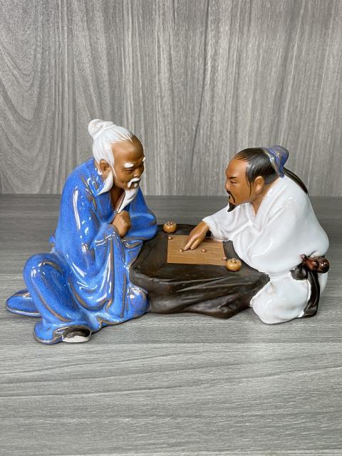 古玩陶瓷創(chuàng)匯 石灣窯 對(duì)弈圖造像拍賣(mài)，當(dāng)前價(jià)格350元