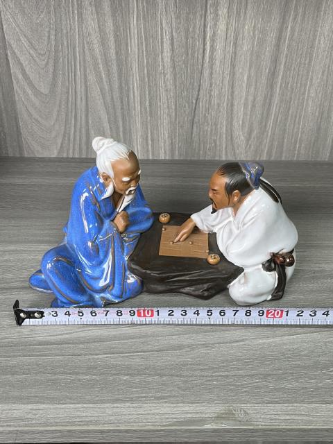 古玩陶瓷創(chuàng)匯 石灣窯 對(duì)弈圖造像拍賣(mài)，當(dāng)前價(jià)格350元