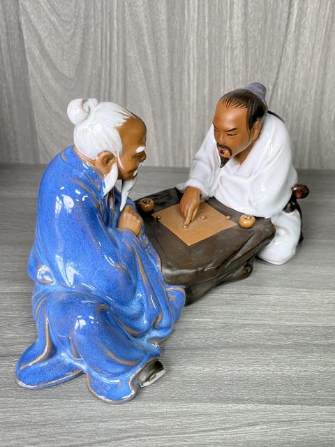 古玩陶瓷創(chuàng)匯 石灣窯 對(duì)弈圖造像拍賣(mài)，當(dāng)前價(jià)格350元