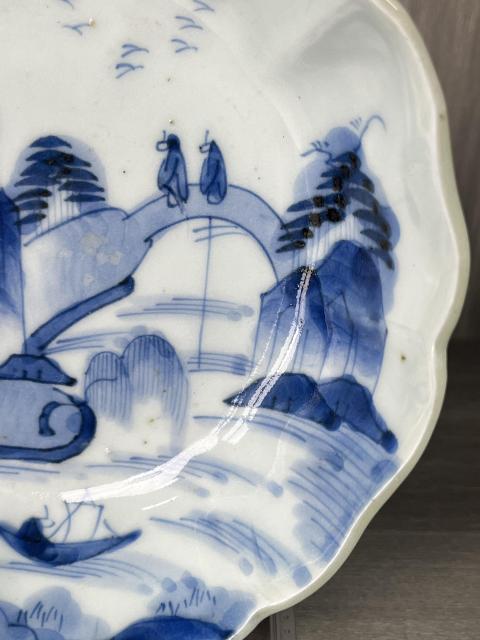 古玩陶瓷清代 山水人物紋青花盤拍賣,當前價格2222元