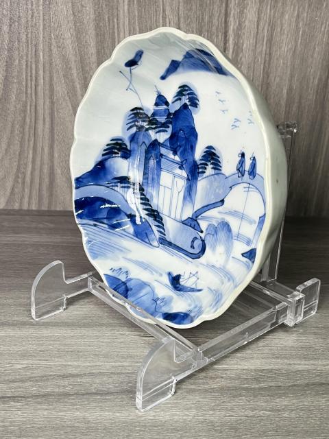 古玩陶瓷清代 山水人物紋青花盤拍賣,當前價格2222元