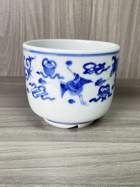 古玩陶瓷晚清民國(guó) 鶴鳳暗八仙紋青花琴爐（文房器）拍賣，當(dāng)前價(jià)格580元