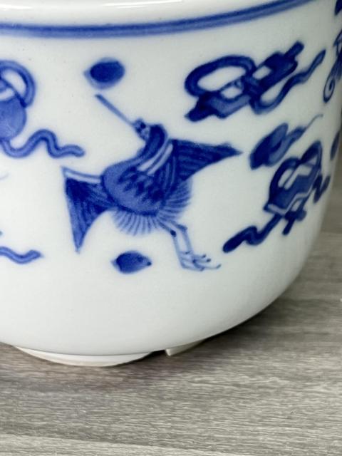 古玩陶瓷晚清民國(guó) 鶴鳳暗八仙紋青花琴爐（文房器）拍賣，當(dāng)前價(jià)格580元