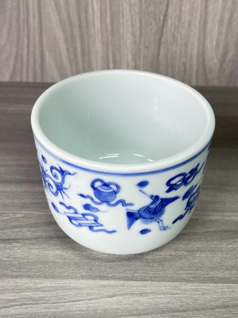 古玩陶瓷晚清民國(guó) 鶴鳳暗八仙紋青花琴爐（文房器）拍賣，當(dāng)前價(jià)格580元