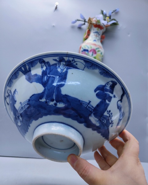 古玩陶瓷青花瓷福祿壽三星碗拍賣，當前價格800元