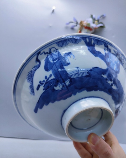 古玩陶瓷青花瓷福祿壽三星碗拍賣，當前價格800元