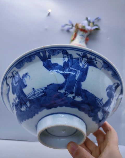古玩陶瓷青花瓷福祿壽三星碗拍賣，當前價格800元
