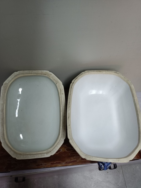 古玩陶瓷富貴長壽八方青花蓋盆拍賣,當前價格7888元