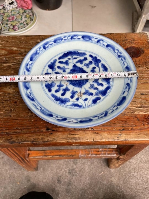 古玩陶瓷青花纏枝花卉紋盤拍賣，當前價格388元