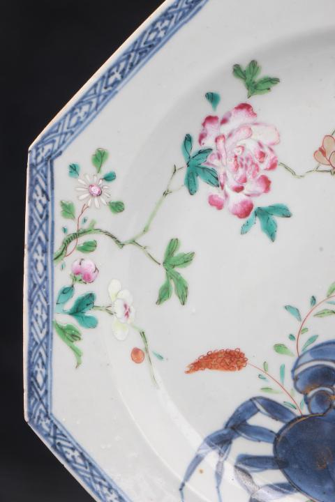 古玩陶瓷8509】清雍乾 青花粉彩二甲傳蘆圖八邊盤拍賣,當前價格11000元