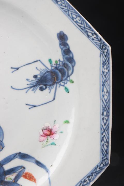 古玩陶瓷8509】清雍乾 青花粉彩二甲傳蘆圖八邊盤拍賣,當前價格11000元