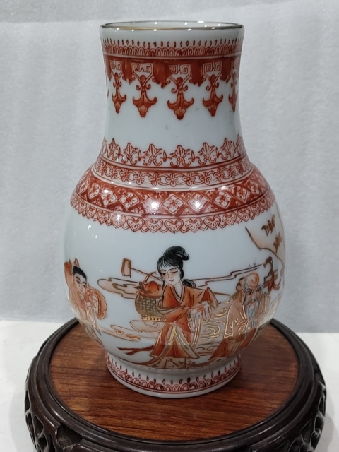 古玩陶瓷礬紅彩描金麻姑獻壽圖紋尊拍賣，當前價格1680元