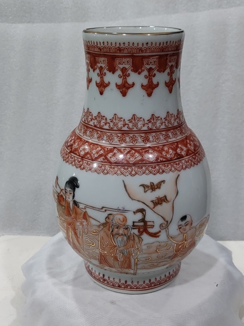 古玩陶瓷礬紅彩描金麻姑獻壽圖紋尊拍賣，當前價格1680元