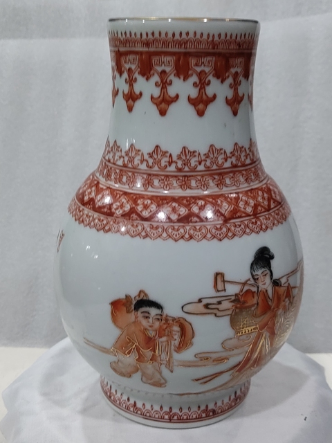 古玩陶瓷礬紅彩描金麻姑獻壽圖紋尊拍賣，當前價格1680元