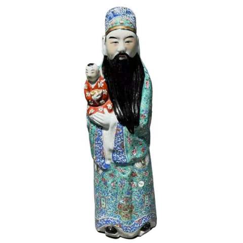古玩陶瓷粉彩福星造像拍賣,當前價格8000元