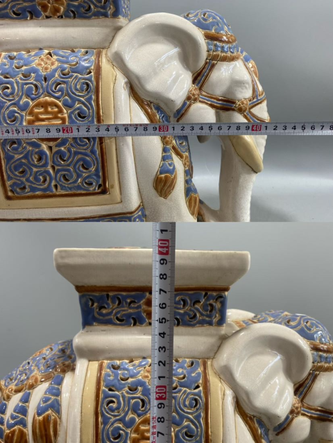 古玩陶瓷哥釉加藍料彩太平有象擺件拍賣,當前價格999元
