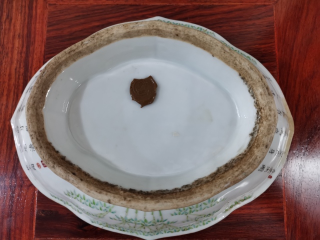 古玩陶瓷清中晚期竹林詩紋花鳥粉彩貢碗拍賣,當前價格3180元