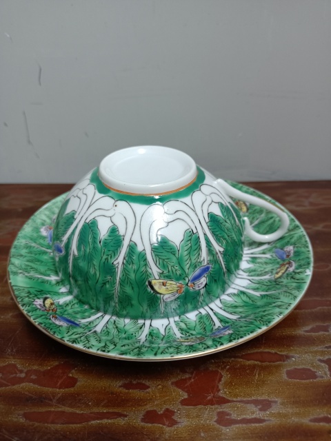 古玩陶瓷百財捧壽杯碟拍賣，當前價格888元