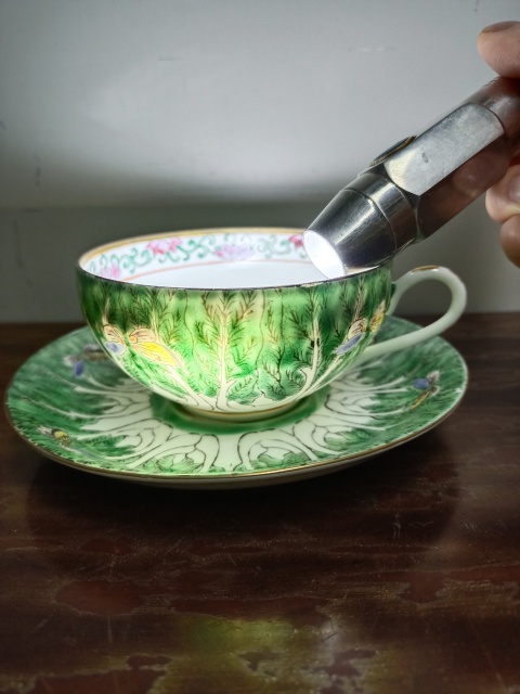 古玩陶瓷百財捧壽杯碟拍賣，當前價格888元