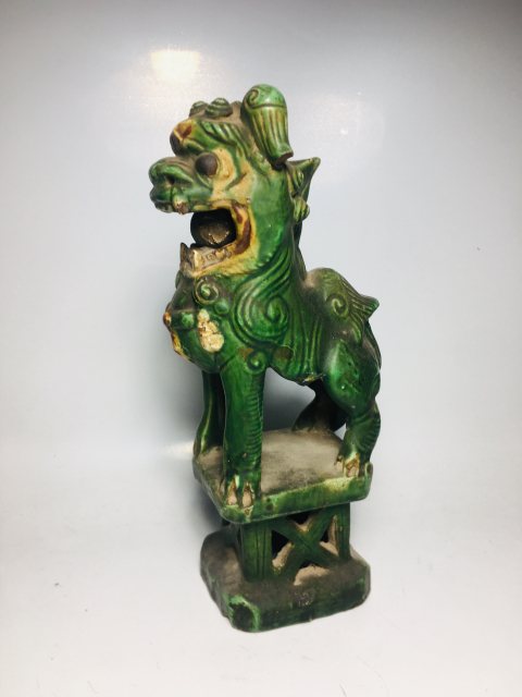 古玩陶瓷(清代)綠釉獅子擺件拍賣,當前價格0元