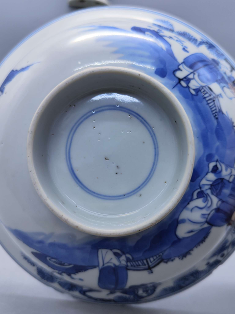 古玩陶瓷青花福祿壽三星人物紋折沿碗拍賣，當前價格999元
