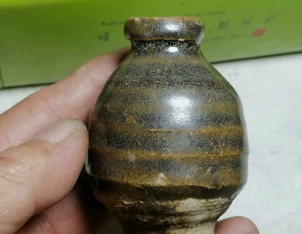 古玩陶瓷褐釉唇口瓶拍賣，當前價格380元