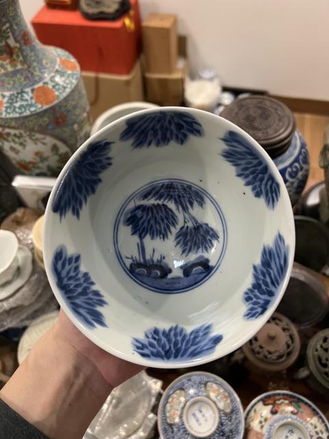 古玩陶瓷清代竹林七賢青花杯拍賣，當前價格355元