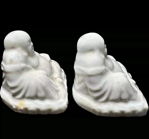 古玩陶瓷德化白瓷彌勒佛坐像(一對)拍賣,當前價格123元