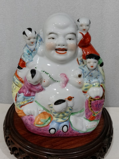 古玩陶瓷五子彌勒佛塑像拍賣,當前價格588元