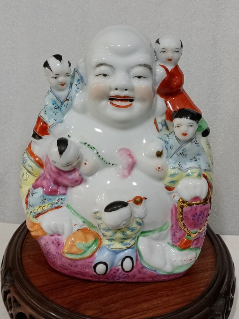 古玩陶瓷五子彌勒佛塑像拍賣,當前價格588元