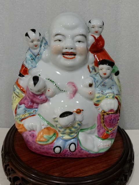 古玩陶瓷五子彌勒佛塑像拍賣,當前價格588元