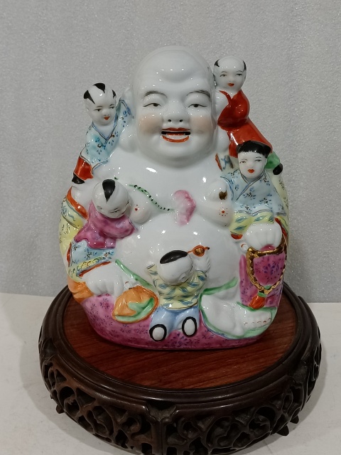 古玩陶瓷五子彌勒佛塑像拍賣,當前價格588元