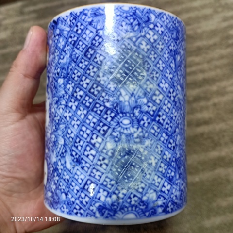 古玩陶瓷青花花卉開窗廣彩人物馬克杯拍賣，當前價格399元