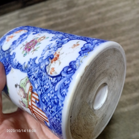 古玩陶瓷青花花卉開窗廣彩人物馬克杯拍賣，當前價格399元