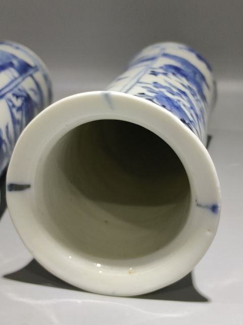 古玩陶瓷(新年放漏中)晚清·青花仕女人物圖箭筒一對拍賣,當前價格3501元