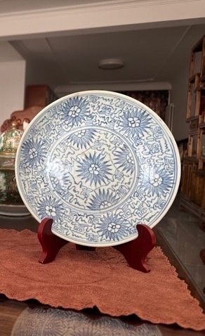 古玩陶瓷青花花卉紋盤拍賣，當前價格1500元