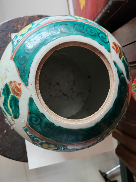 古玩陶瓷粉彩麒麟送子圖紋西瓜罐拍賣,當前價格3888元