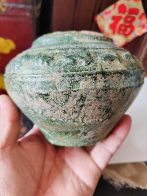 古玩陶瓷漢代綠釉罐拍賣,當前價格1789元