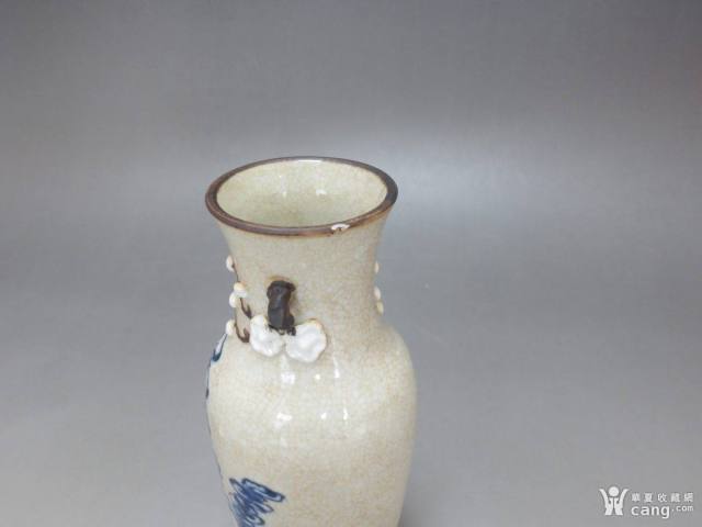 古玩陶瓷哥釉青花人物紋雙耳瓶拍賣,當前價格2388元