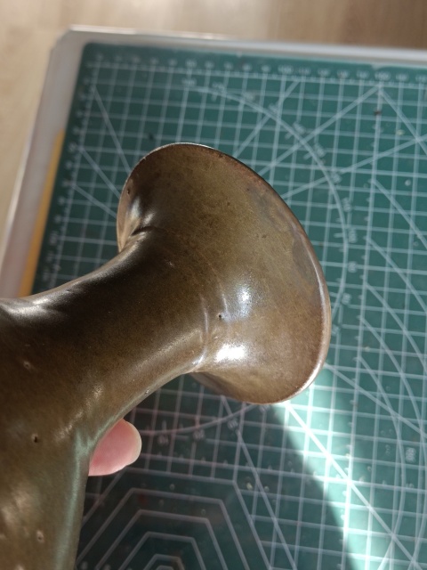 古玩陶瓷元末明初?茶葉末釉玉壺春瓶拍賣，當前價格2300元