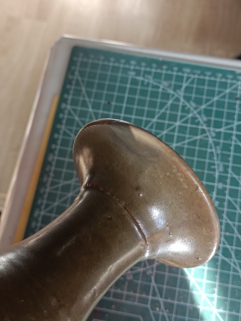 古玩陶瓷元末明初?茶葉末釉玉壺春瓶拍賣，當前價格2300元