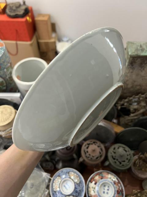 古玩陶瓷民國青花彩繪格子紋盤拍賣，當前價格255元