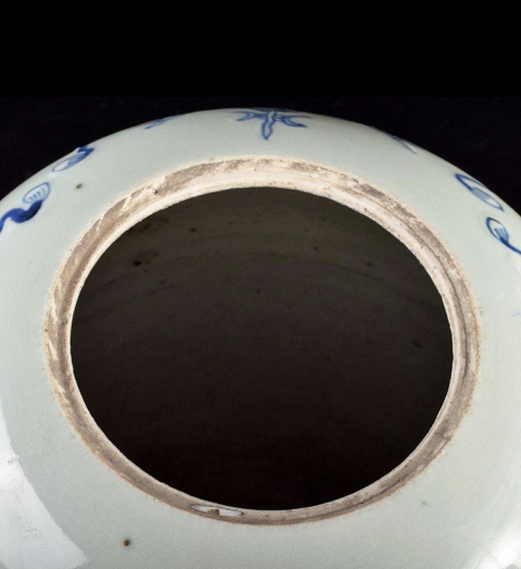 古玩陶瓷清 豆青釉青花博古圖冬瓜罐拍賣(mài)，當(dāng)前價(jià)格3200元