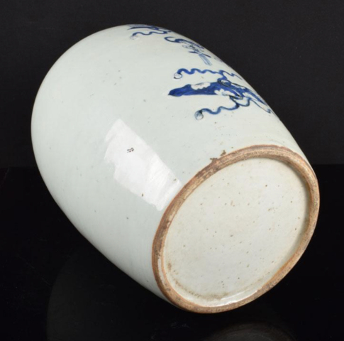 古玩陶瓷清 豆青釉青花博古圖冬瓜罐拍賣(mài)，當(dāng)前價(jià)格3200元