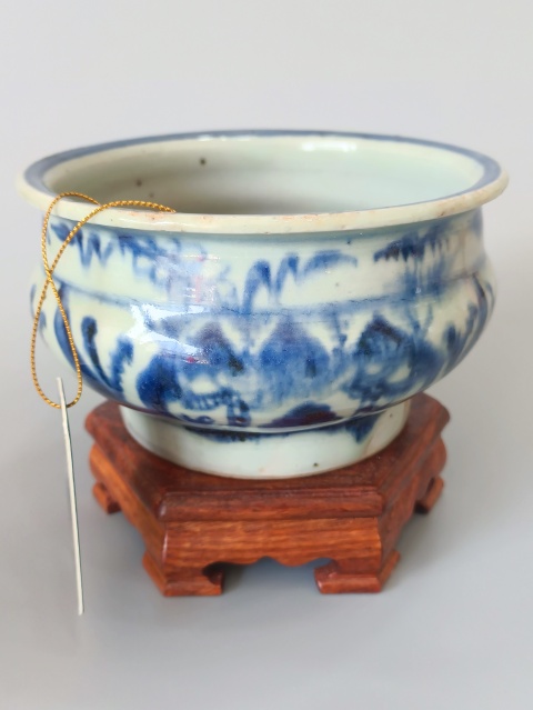 古玩陶瓷清早期青花香爐拍賣，當前價格400元