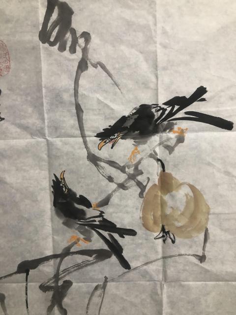 古玩字畫已故名家周仁輝精品花鳥拍賣,當前價格480元