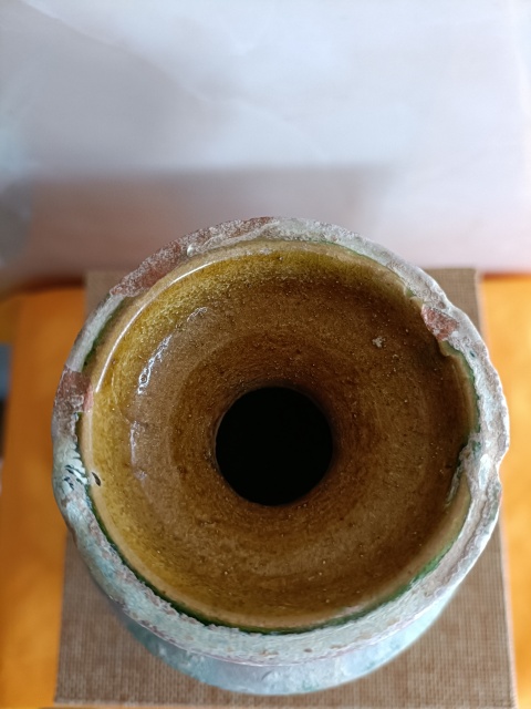 古玩陶瓷館藏級珍品漢代綠釉弦紋盤口壺拍賣,當前價格1200元