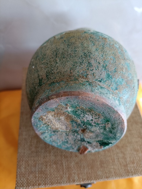 古玩陶瓷館藏級珍品漢代綠釉弦紋盤口壺拍賣,當前價格1200元