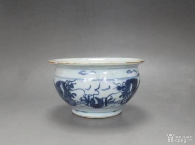 古玩陶瓷清中早期青花趕珠龍紋香爐拍賣，當前價格1388元