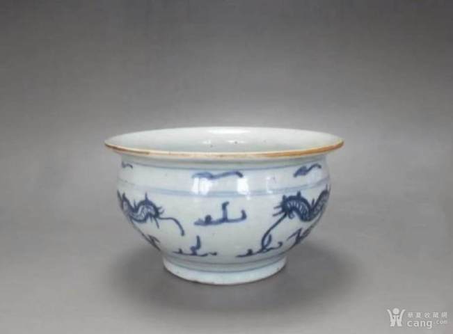 古玩陶瓷清中早期青花趕珠龍紋香爐拍賣，當前價格1388元